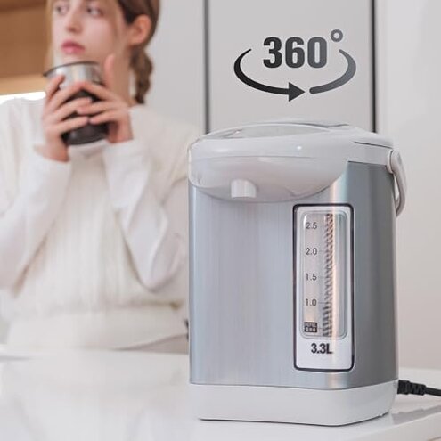 CUCKOO Electric Hot Water Urn Pot Dispenser 3.3L (111 Oz), Safety Lock, Rotating Base, Instant Auto Boiler and Warmer, for Tea & Coffee