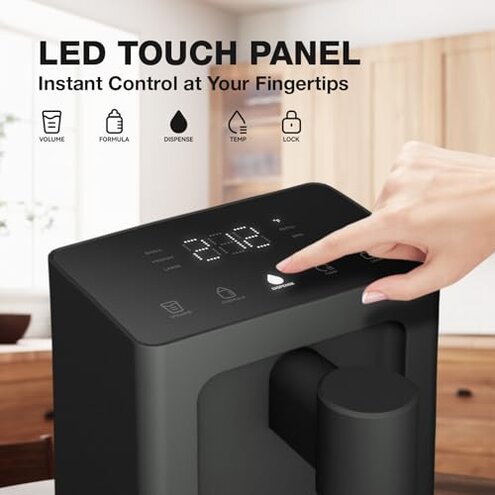 AIRHOP Instant Hot Water Dispenser, Quick Heating Countertop Water Dispenser with Child Locks, Adjustable 5 Temp 3 Water Volume Dispense, 100OZ 3L Removable Tank, Ideal for Home Office Kitchen, Black