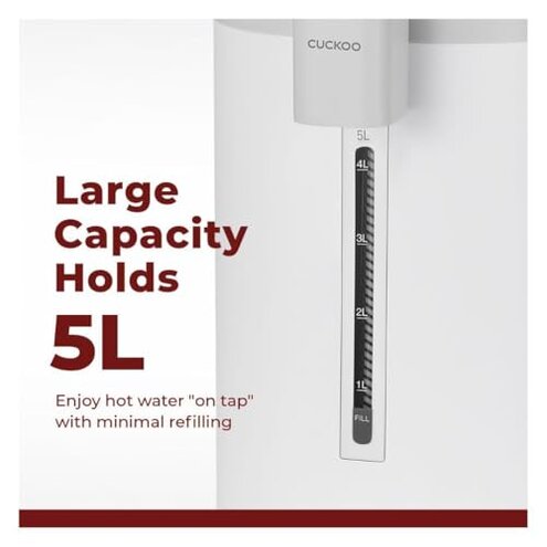 CUCKOO CWP-A501TW 5-Liter Hot Water Dispenser & Warmer with 4 Operating Modes, Chlorine Evaporation, Child Lock Function (White/Gray)