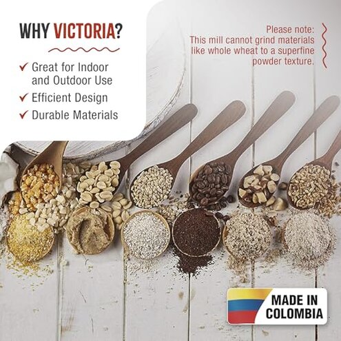 Victoria Manual Cast Iron Grain Mill with High Hopper, Premium Corn-Grinding Mill and Grain Grinder, Made in Colombia