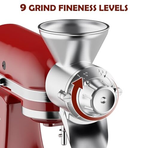 Grain Mill Attachment for Kitchenaid Stand Mixer, Flour Mill for Kitchenaid, Fit for Non-Oily Dry Grain Corn, Coffee Bean, Buckwheat, Oats, Millet, Wheat, Flour Mill Attachment by Cofun