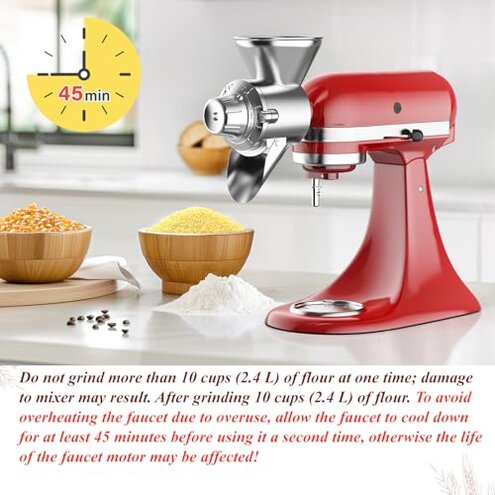 Grain Mill Attachment for Kitchenaid Stand Mixer, Flour Mill for Kitchenaid, Fit for Non-Oily Dry Grain Corn, Coffee Bean, Buckwheat, Oats, Millet, Wheat, Flour Mill Attachment by Cofun