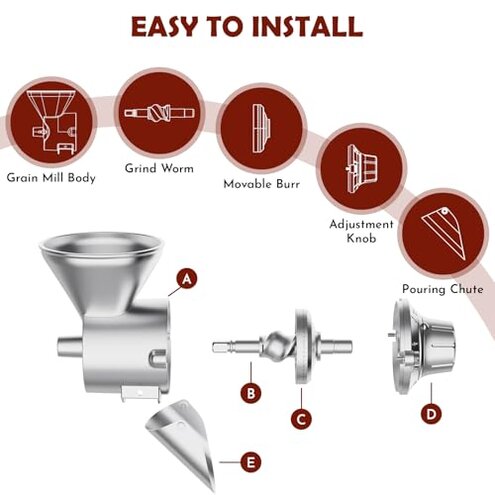 Grain Mill Attachment for Kitchenaid Stand Mixer, Flour Mill for Kitchenaid, Fit for Non-Oily Dry Grain Corn, Coffee Bean, Buckwheat, Oats, Millet, Wheat, Flour Mill Attachment by Cofun