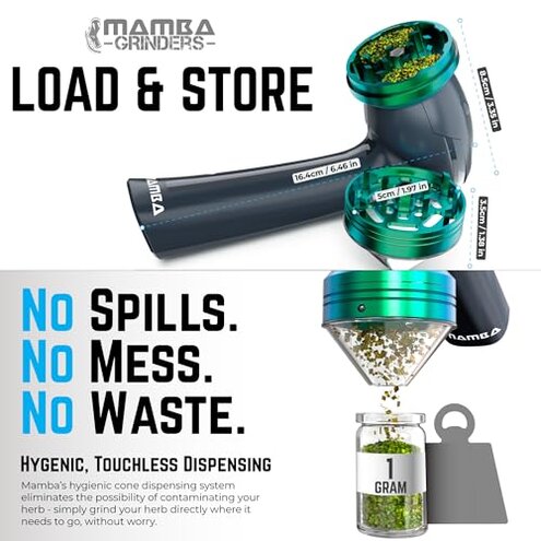 Mamba Electric Herb Grinder &ndash; USB Rechargeable Spice Grinder, 1g Portable Metal Grinder for Herbs, Quick & Easy-to-Use Spice Mill for Kitchen