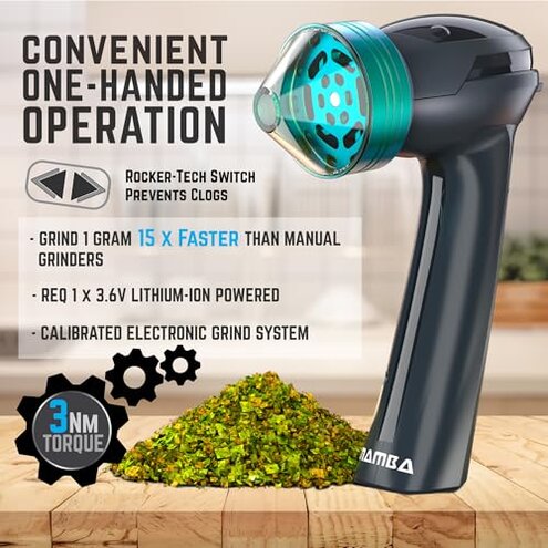 Mamba Electric Herb Grinder &ndash; USB Rechargeable Spice Grinder, 1g Portable Metal Grinder for Herbs, Quick & Easy-to-Use Spice Mill for Kitchen