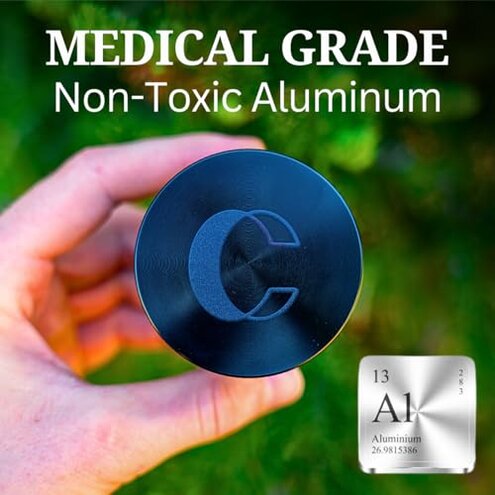 Cinder Brands - Clear Cut 4 Piece Herb Grinder &ndash; 2.75" Manual Dry Herb Grinder, Spice Mill with Transparent Storage Chamber & Diamond-Sharp Teeth, Aluminum Alloy, Portable, Easy-Clean Design