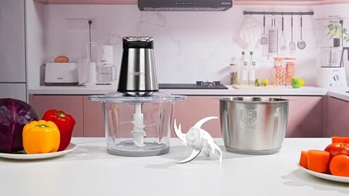 BUMET 16 cup steel bowl 850W Electric Food Processor,LED timer. 3-Tiered 6 Cutting Edges blade for mincing, chopping,Ideal as meat grinder,fresh vegetables chopper,pet food process in kitchen.