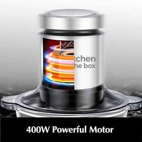 Kitchen in the box Food Processors, 400W Powerful Small Meat Grinder & Food Chopper Electric Vegetable Chopper with One 8-Cups Bowl & S Blades for Meat/fish/Vegetable/Baby Food