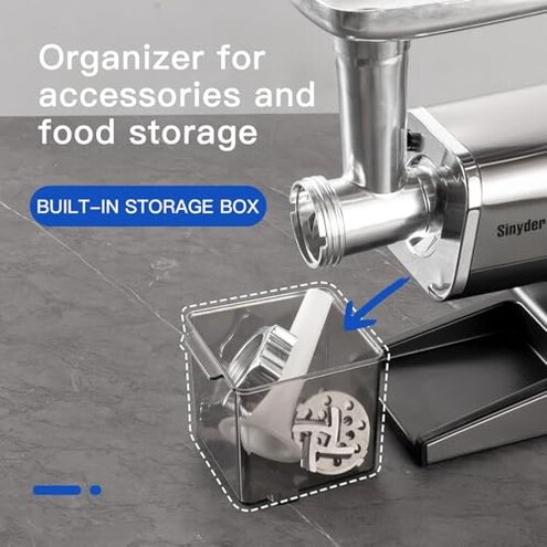 Sinyder Electric Meat Grinder,3000 Max Heavy Duty Stainless Steel Meat Mincer with 2 Blades,3 Grinding Plates,3 Sausage Stuffer Tubes & Kubbe Kit for Home & Kitchen Using