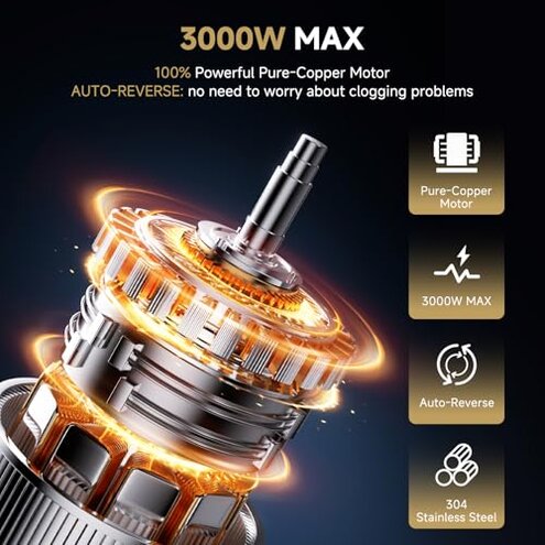 AAOBOSI Meat Grinder Electric, [3000W Max] Meat Grinder Heavy Duty with 2 Stainless Steel Blades & 4 Grinding Plates, Sausage Maker & Kibbe Kit for Home Kitchen Using