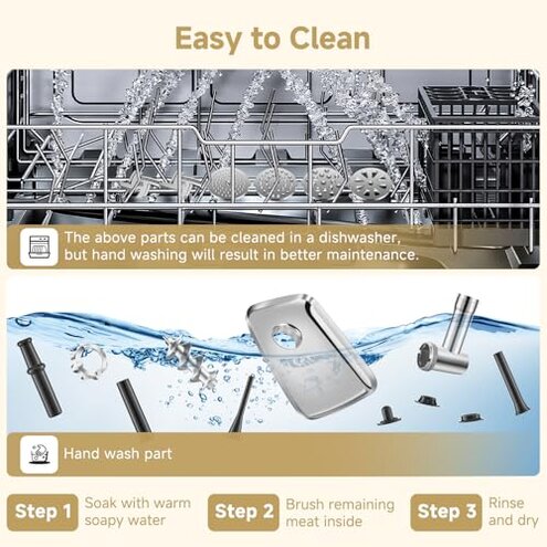 AAOBOSI Meat Grinder Electric, [3000W Max] Meat Grinder Heavy Duty with 2 Stainless Steel Blades & 4 Grinding Plates, Sausage Maker & Kibbe Kit for Home Kitchen Using