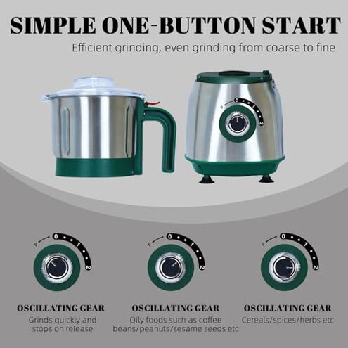 Versatile Kitchen Grinder | 500W Electric Mill | Grinds Spices, Nuts, Grains, Coffee | 3 Stainless Steel Blades | Dry Use (Black)