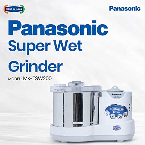 Panasonic MK-TSW200W 2 Liter Table Top Stone Super Wet Grinder with Automatic Timer, 110V