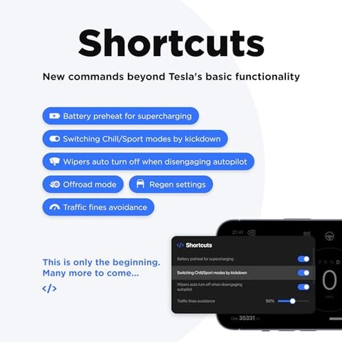Teslogic v2: Mobile Instrument Cluster with Shortcuts for Tesla Model 3 ('21+) / Y (20-25) (Without a Wireless Charger)