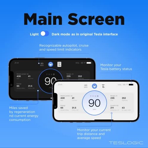 Teslogic v2: Mobile Instrument Cluster with Shortcuts for Tesla Model 3 ('21+) / Y (20-25) (Without a Wireless Charger)