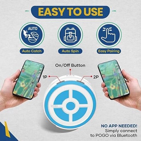 Megacom DuoMon3 PRO Unique Auto-Reconnection Hourly, 1P/2P dual accounts Pocket Auto Catcher, IPX7 waterproof, Type-C & wireless charging pad rechargeable, with APP-adjustable lights, vibration, and sound.(Blue)