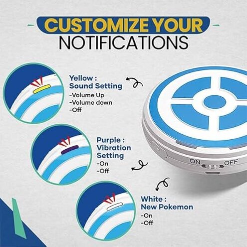 Megacom DuoMon3 PRO Unique Auto-Reconnection Hourly, 1P/2P dual accounts Pocket Auto Catcher, IPX7 waterproof, Type-C & wireless charging pad rechargeable, with APP-adjustable lights, vibration, and sound.(Blue)