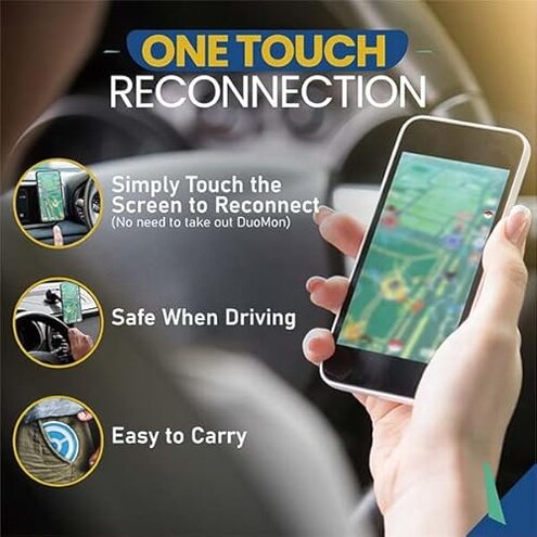 Megacom DuoMon3 PRO Unique Auto-Reconnection Hourly, 1P/2P dual accounts Pocket Auto Catcher, IPX7 waterproof, Type-C & wireless charging pad rechargeable, with APP-adjustable lights, vibration, and sound.(Blue)