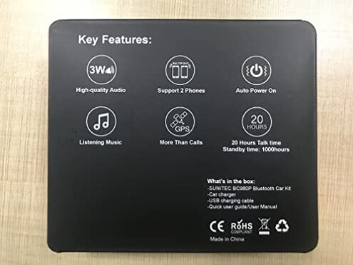 SUNITEC Bluetooth Car Speaker for Cell Phone, Handsfree Bluetooth Car Kit Motion AUTO ON Off Support Siri Voice Assistant Handsfree Speakerphone with Visor Clip - BC980P