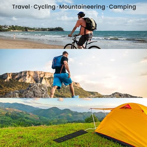 FlexSolar 40W Foldable Solar Panel Charger with USB-C and USB-A Outputs for Phones, Power Banks, Tablets - Waterproof for Camping, Hiking, Backpacking