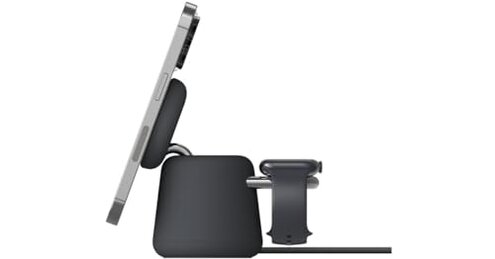 Belkin 2-in-1 MagSafe Wireless Charging Dock 15W Fast Charge iPhone Charger Compatible with iPhone 17, 16, 15, and 14 Series, AirPods, Pixel 10, and Other MagSafe Enabled Devices, PSU Included - Black