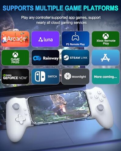 ATUTEN Phone Gaming Controller for iPhone 15/16 and Android (USB-C), Turn Your Phone into a Gaming Console, Play Ps Portal, Roblox, Cloud Game, Xbox, App Games, Dual Hall Linear Trigger