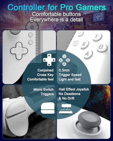 ATUTEN Phone Gaming Controller for iPhone 15/16 and Android (USB-C), Turn Your Phone into a Gaming Console, Play Ps Portal, Roblox, Cloud Game, Xbox, App Games, Dual Hall Linear Trigger