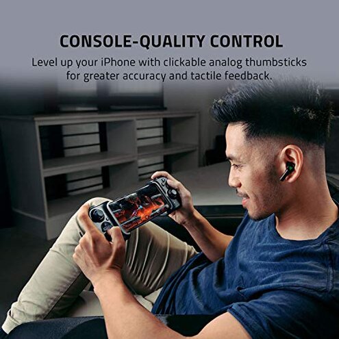 Razer Kishi Mobile Game Controller/Gamepad for iPhone iOS: Works with most iPhones &ndash; X, 11, 12, 13, 13 Max - Apple Arcade, Amazon Luna, Google Stadia - Lightning Port Passthrough - MFi Certified