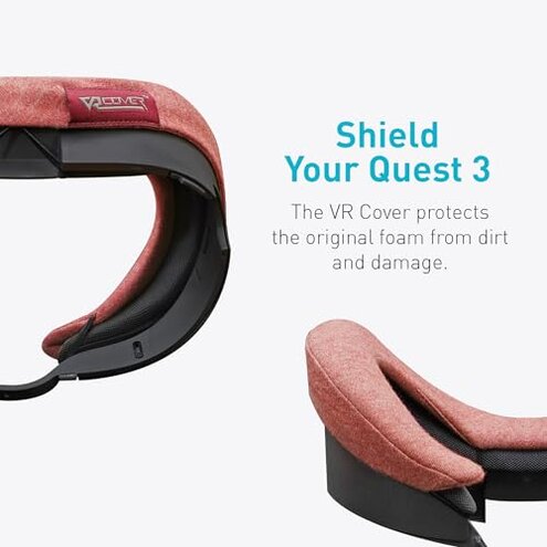 VR Cover for Meta Quest 3 - Washable Hygienic Cotton Cover (Dark Red, 2pcs)