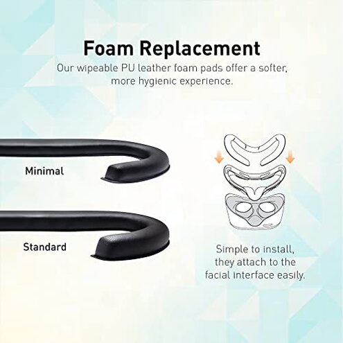 VR Cover Fitness Facial Interface Bracket, Foam Replacement, XL Glasses Spacer, and Lens Protector Cover for Oculus/Meta Quest 2 (Dark Blue & Black + XL Spacer)