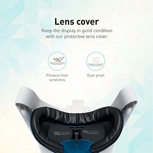 VR Cover Fitness Facial Interface Bracket, Foam Replacement, XL Glasses Spacer, and Lens Protector Cover for Oculus/Meta Quest 2 (Dark Blue & Black + XL Spacer)