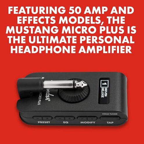 Fender Mustang Micro Plus Headphone Amplifier Bundle with 12-Pack Picks and Austin Bazaar Instructional Video