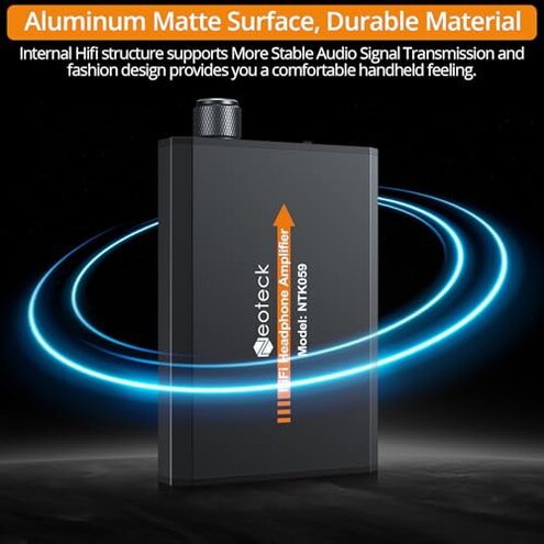 Neoteck Portable 3.5mm Headphone Amplifier Two-Stage Gain Switch, 16-300 Ohm, Aluminum Matte Surface