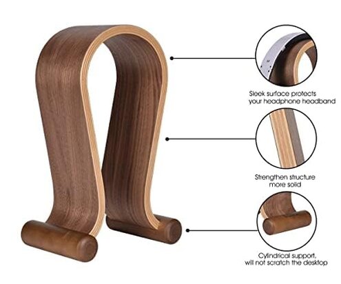 SAMDI Wood Headphone Stand, Headphone Holder Wood Headset Stand Compatible for Sony, Bose, Shure, Jabra, JBL, AKG Gaming Headphones Display et. (Walnut)