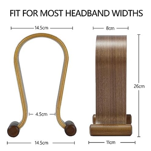SAMDI Wood Headphone Stand, Headphone Holder Wood Headset Stand Compatible for Sony, Bose, Shure, Jabra, JBL, AKG Gaming Headphones Display et. (Walnut)