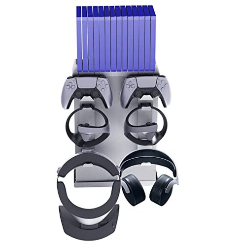 Palumma PS5 Console Wall Mount kit, Game Controller & Headset Stand for PS5 Accessories Wall Mount to Store 14pcs Game Discs