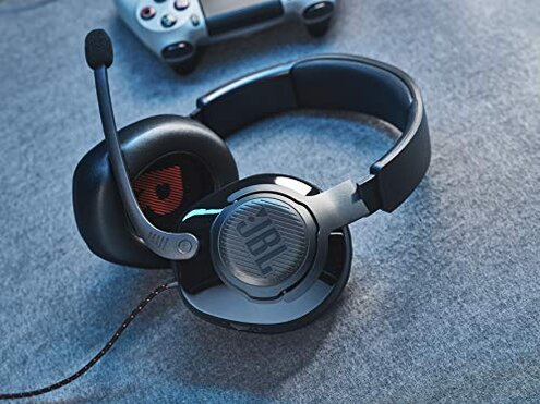 JBL Quantum 200 - Wired over-ear gaming headset with Voice focus directional flip-up mic and memory foam ear cushions (Black)