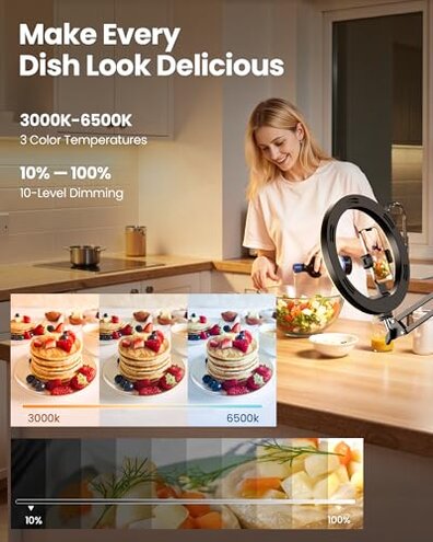 Upgrade Ring Light Overhead Camera Phone Mount for Desk, Evershop 10” Selfie Light with Stand Tripod for iPhone, Light with Phone Holder for Video Recording,Zoom Meeting,Live Streaming Tiktok,YouTube