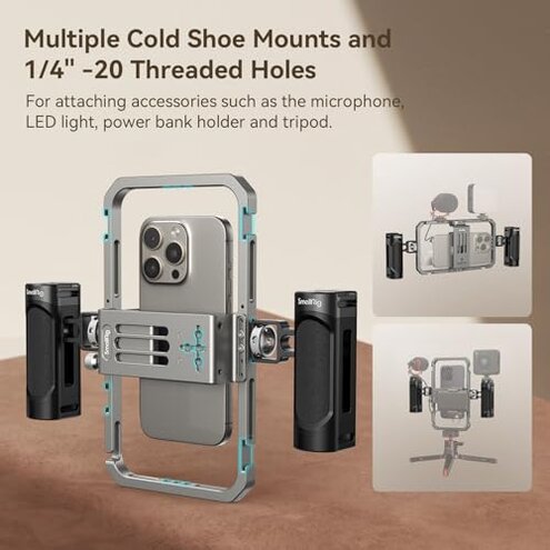 SmallRig Universal Phone Cage, Smartphone Video Rig Kit with Handles, Handheld Filmmaking Vlogging Case Stabilizer for Videomaker, for iPhone 17/16/15 for Samsung for Pixel and Other Android Phones