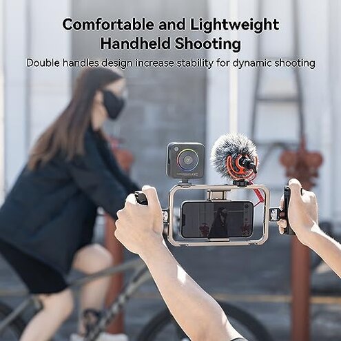 SmallRig Universal Phone Cage, Smartphone Video Rig Kit with Handles, Handheld Filmmaking Vlogging Case Stabilizer for Videomaker, for iPhone 17/16/15 for Samsung for Pixel and Other Android Phones