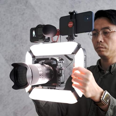 Smartphone Video Rig PICTRON U200 Handheld LED Ring Light Selfie Light Phone Video Stabilizer for Camera, Smartphone, Action Camera, YouTube, Setup, Filmmaking, Makeup, Vlogging