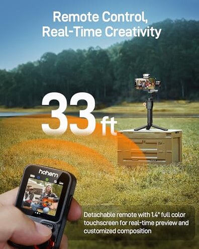 hohem iSteady M7 Gimbal Stabilizer for iPhone, Phone Gimbal with AI Tracking, 1.4" Detachable Touchscreen Remote, Built-in Extension Rod, Fill Light, Phone Stabilizer for Video Recording, YouTube