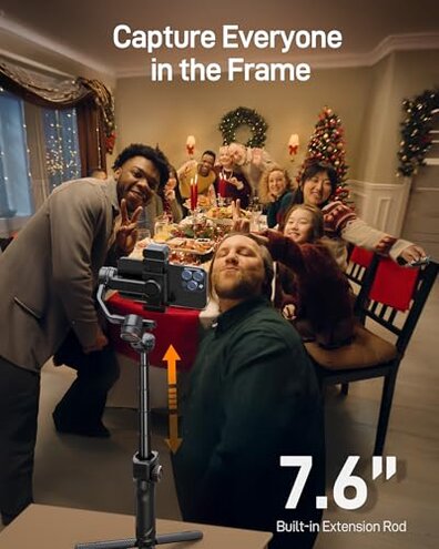 hohem iSteady M7 Gimbal Stabilizer for iPhone, Phone Gimbal with AI Tracking, 1.4" Detachable Touchscreen Remote, Built-in Extension Rod, Fill Light, Phone Stabilizer for Video Recording, YouTube