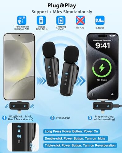 Vlogging Kit for iPhone/Android, 63&rdquo;Auto Face Tracking Tripod for iPhone with Light, Wireless Microphones, Scrolling Remote Control for TikTok, Content Creator Kit for YouTube Starter