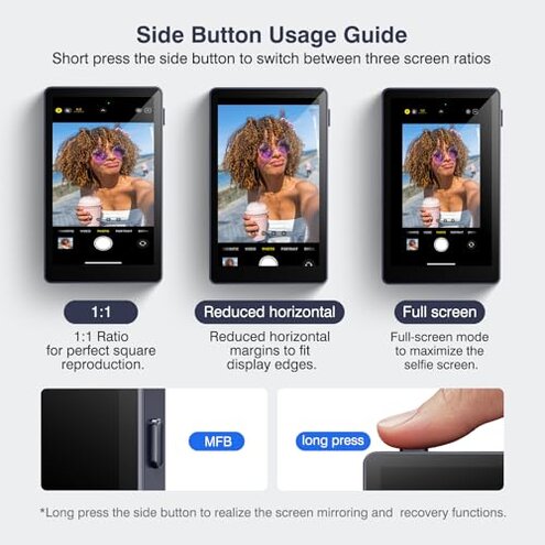 Vlog Selfie Monitor Screen, Magnetic Phone Vlog Selfie Monitor Screen 4K 60fps Bluetooth Remote, Back Camera Monitor for Vlog Live Stream TikTok, Compatible with iPhone & Android