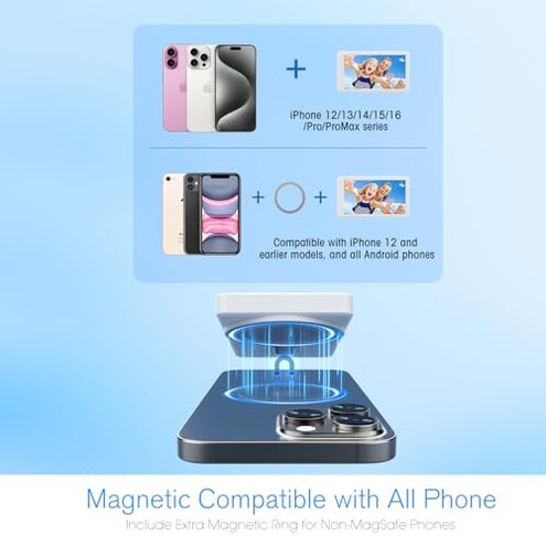 Vlog Selfie Monitor Screen for iPhone & Android,Magnetic Phone Back Camera Selfie Monitor Screen for Vlog Live Stream TikTok,Built-in Speaker,Built-in shutter button,7-hour long battery life (Update)