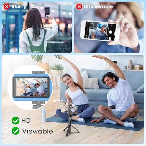 Vlog Selfie Monitor Screen, Magnetic Wireless Back Camera Monitor for iPhone & Android with 100FT Rang Bluetooth Remote for Photo/Vlog/Live Stream