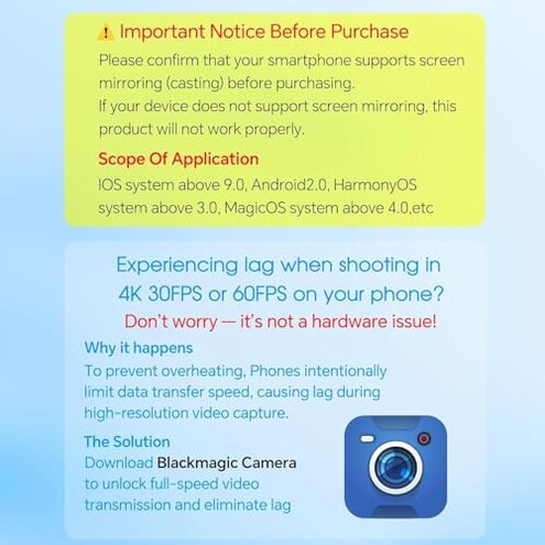 Vlog Selfie Monitor Screen, Magnetic Wireless Back Camera Monitor for iPhone & Android with 100FT Rang Bluetooth Remote for Photo/Vlog/Live Stream