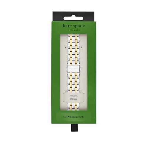 kate spade new york stainless steel band for 38/40/41mm apple watch series 1-6, color: silver/gold, silver