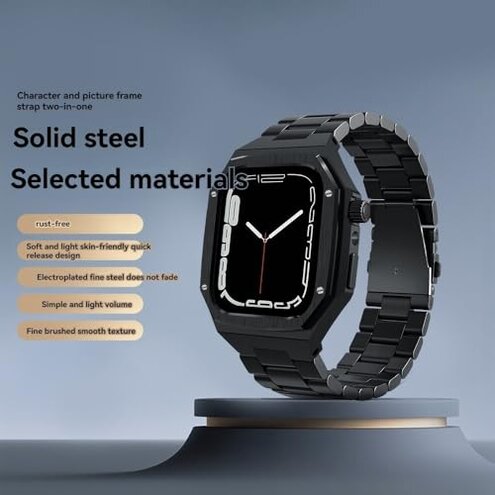 TimShied Stainless Steel Case and Band for Apple Watch Series 10 46mm Ultra 2 49mm Metal Buckle for Iwatch for Men Smartwatch 45mm 44mm 9 8 7 6 5 4 Se Accessories(Silver,46mm)